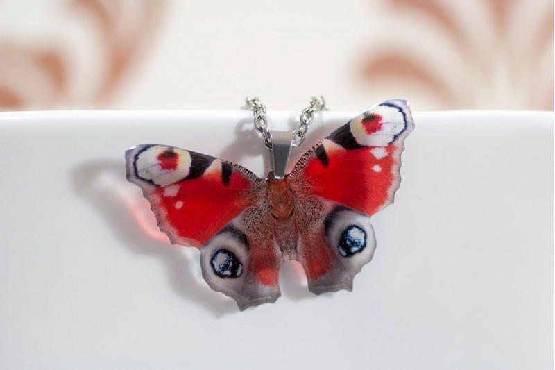 Peacock butterfly necklace